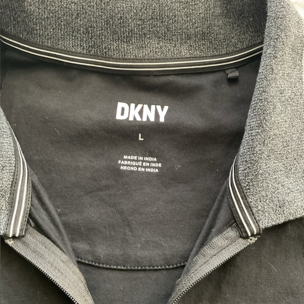 DKNY Men's Black Polo Shirt with Gray Accents - Picture 4 of 6
